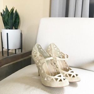 Liliana nude snake skin heels